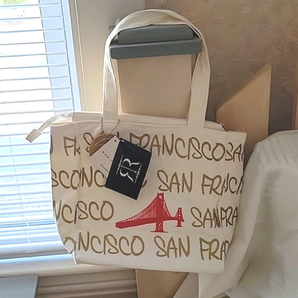 Robin Ruth SF Golden Gate Canvas Zippered Tote NWT